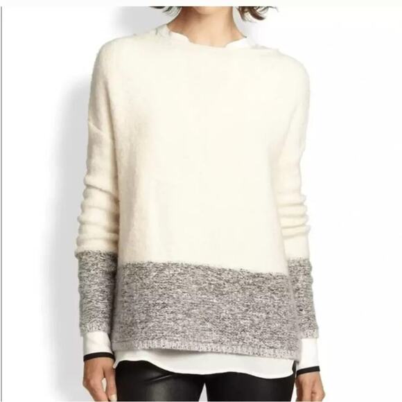 Vince Colorblock Boat Neck Wool Cashmere Silk Blend Sweater Size Small - Picture 1 of 9